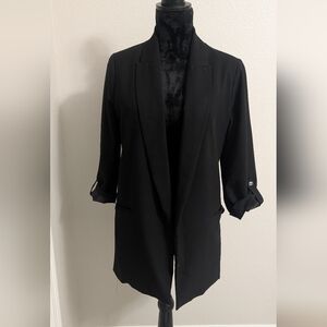 Nicole Miller Womens 3/4 Sleeve Blazer Suit Coat Jacket Black